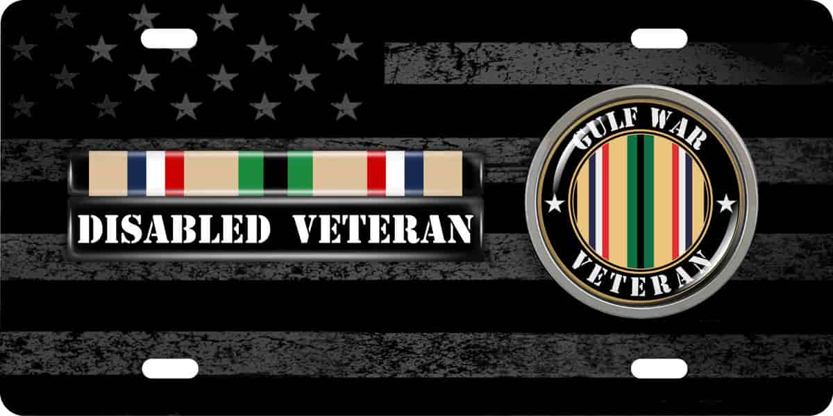 Gulf Disabled Veteran - Stainless Steel Car License Plate